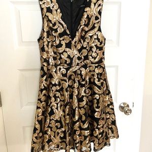 Black & Gold Sequin Ark & Co. Cocktail Dress - L